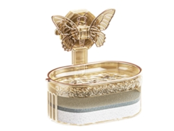 Elegante y estiloso jabonera de doble capa con ventosa, jabonera con drenaje y esponja para baño y cocina, color dorado.