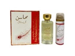 Perfume LATTAFA Mahasin Crystal Gift Set Edp 100 Ml And Deospray 75 Ml 100Ml