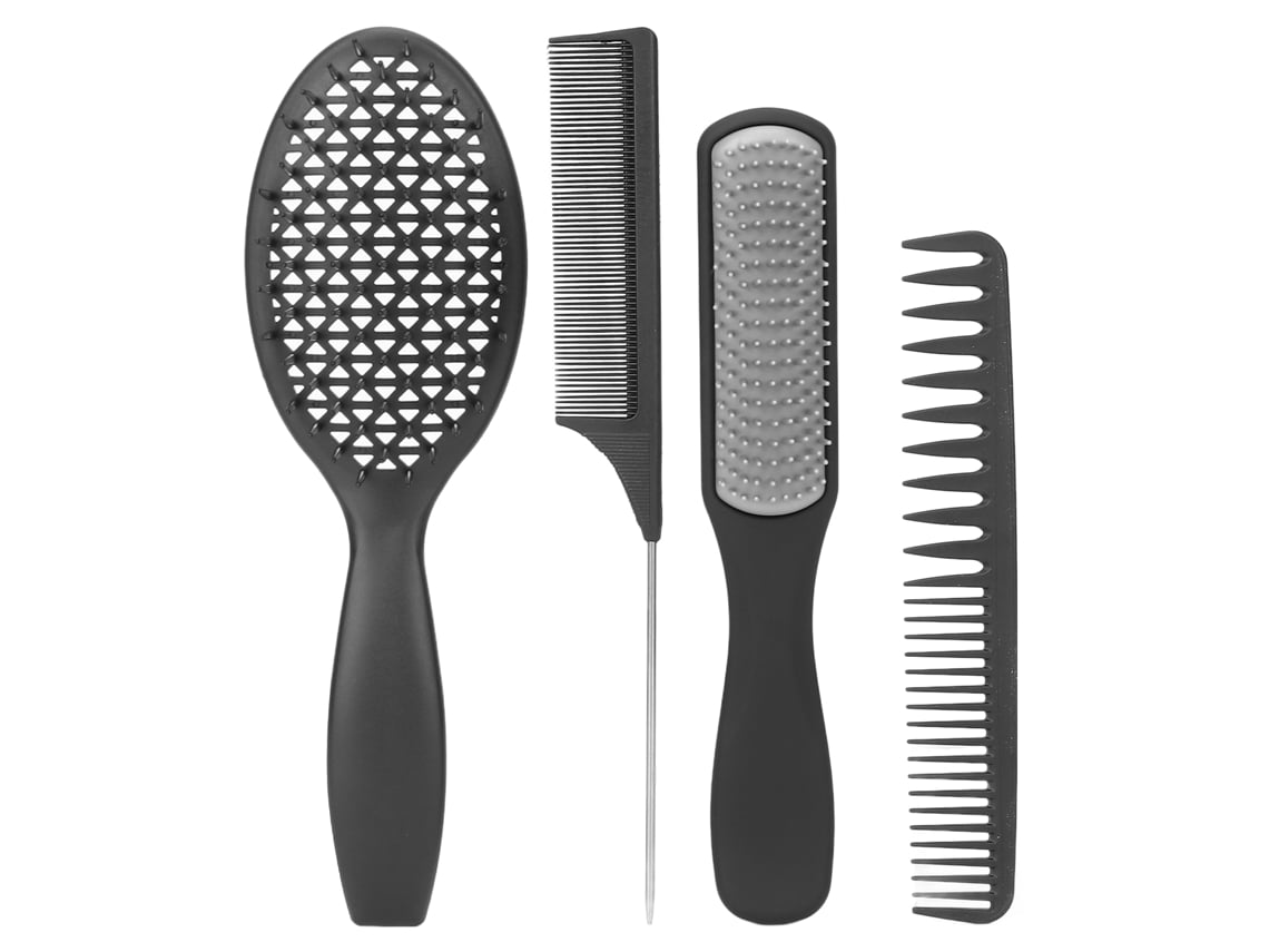 Kit De Peines Multifuncionales De 4 Piezas Para Peinar El Cabello Negro.