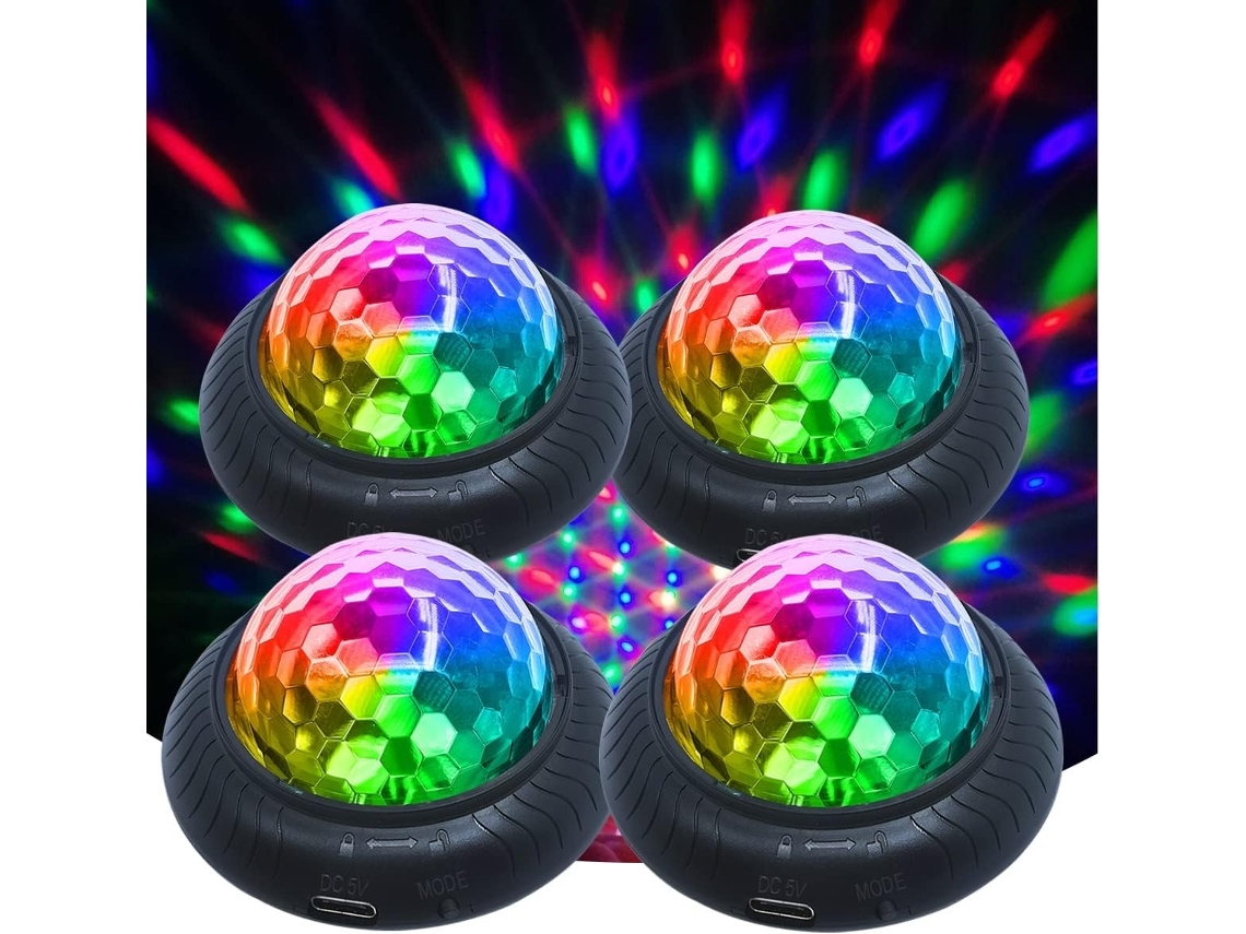 Mini Luz Nocturna Para Fiesta Discoteca 2 En 1 Parpadea Con Música Activada Por Sonido Bola De Discoteca Multicolor Recargable 4 Paquetes Gusshious