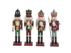 4 soldados navideños de madera decorativos, 30 cm
