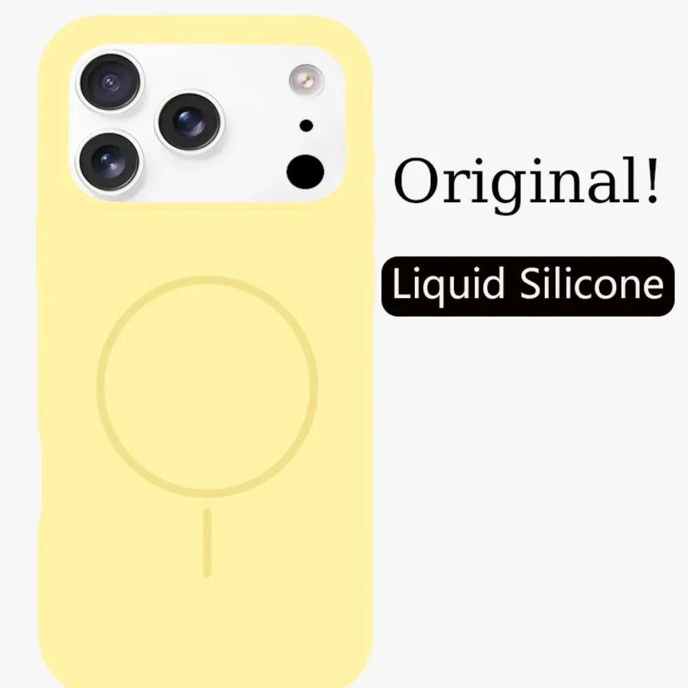 (amarillo, Iphone 13 Pro Max) Funda Protectora De Silicona Líquida De Alta Calidad, Suave Al Tacto, Compatible Con Carga Inalámbrica Magnética.