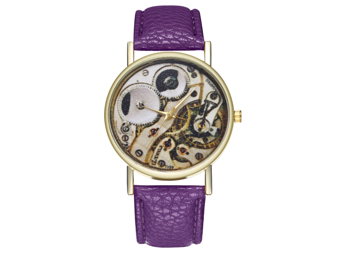 Reloj Zhoulianfa T159-a De Cuero Morado, Estilo Casual Y Moderno, Para Parejas.