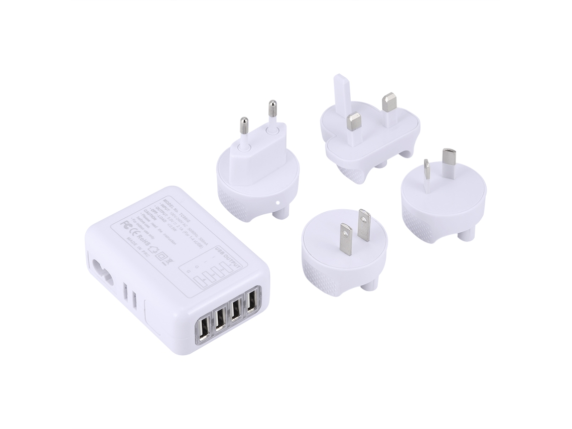 Adaptador De Viaje (carga 4usb, Compatibilidad Global)