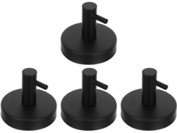 Juego De 4 Ganchos De Ventosa De Acero Inoxidable Negro, No Requieren Perforación, De Pared...
