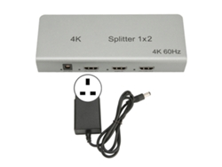 Divisor Hdmi 4k, 1 Entrada, 2 Salidas, Duplicador De Audio/vídeo Para Xbox, Ps4, Hdtv, Enchufe Británico.
