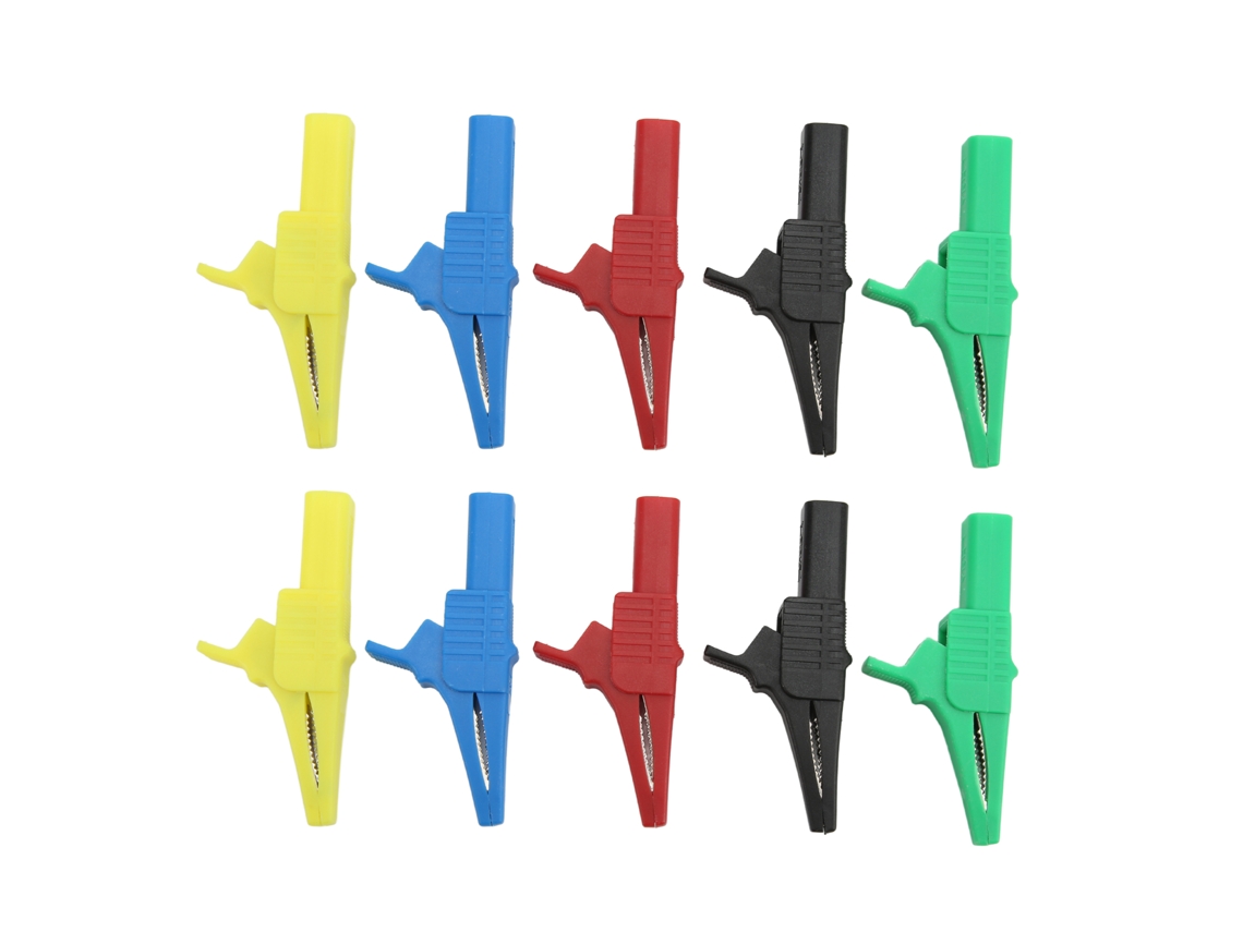 10 Pinzas De Prueba De Potencia Seguras J.60039 Con Conector De 4 Mm Para Instrumentos Electrónicos