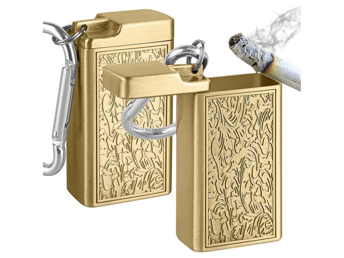 Paquete De 2 Cinturones Metálicos Con Tapa, Pequeños Y Portátiles Para Cigarrillos (dorados)