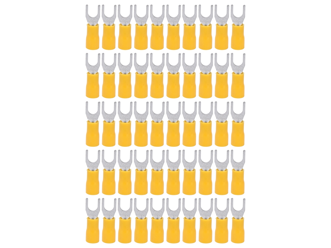 Kit De 50 Terminales De Crimpado De Horquilla Aislados, Conector De Cable Amarillo 14-12awg Sv3.5-5