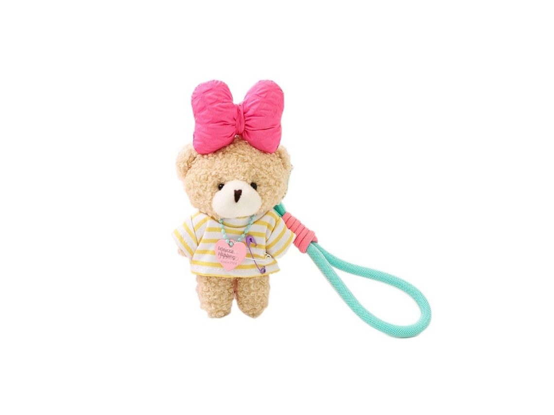 Llavero de osito de peluche en miniatura con suéter, colgante para celular y accesorio para bolso - Diseño de broche de hongo - CHABERLU