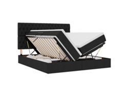 Maison Exclusive - Cama De Almacenamiento Led Con Colchón Negro 180 X 200 Cm Tela