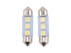 2x C5w 3 Led Smd 5050 36mm Bombilla Blanca Xenón Placa Lanzadera Festoons Lámpara De Techo Cúpula Luz De Coche