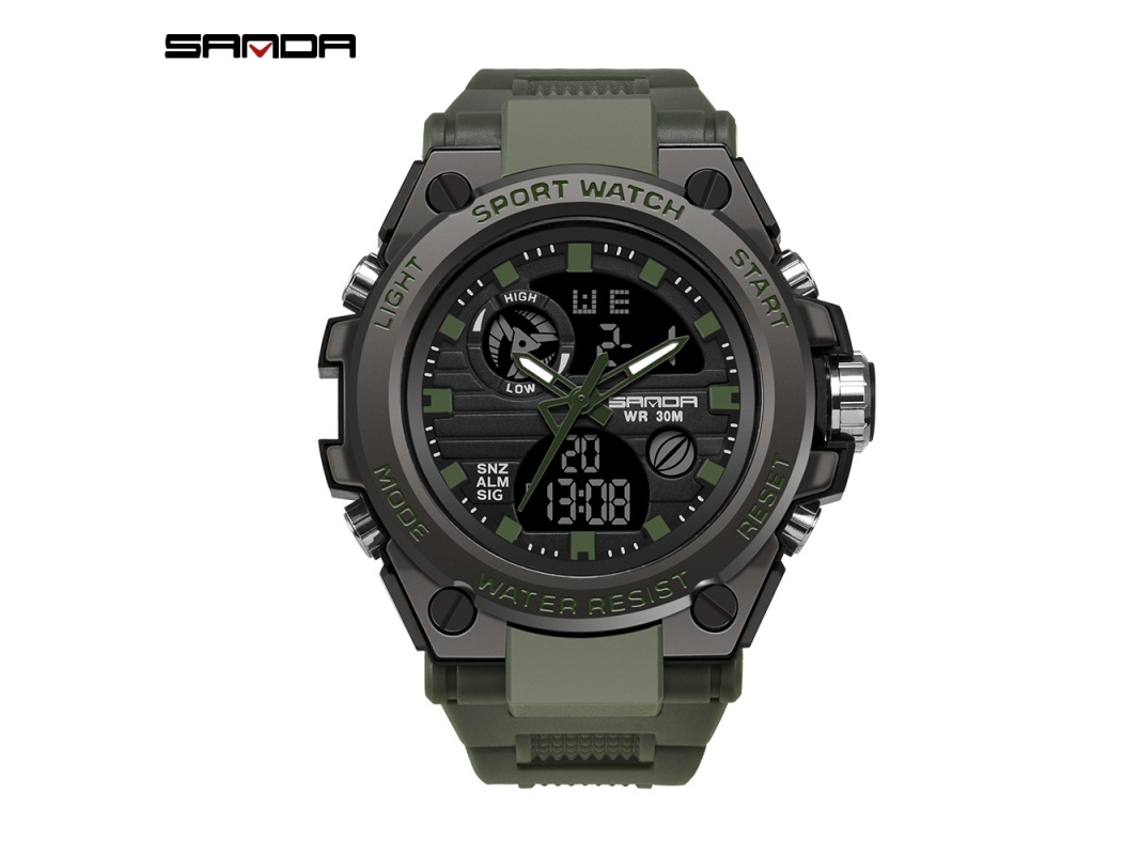 Reloj Electrónico Para Hombre (negro Y Verde), Reloj Deportivo Impermeable Para Exteriores, Reloj Electrónico Multifuncional Luminoso.