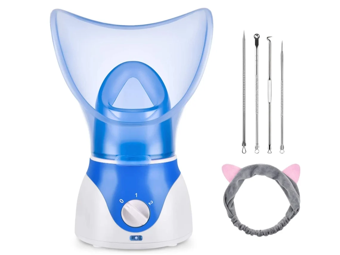 Facial SPA Steamer, Facial Moisturizing Face Steamer, Sauna Facial com Difusor de Aromaterapia (Azul)