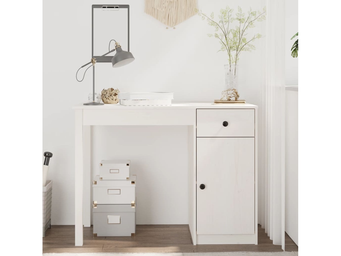 Escritorio | Mesa | Mesa de escritura 100x50x75 cm Madera maciza de pino Blanco