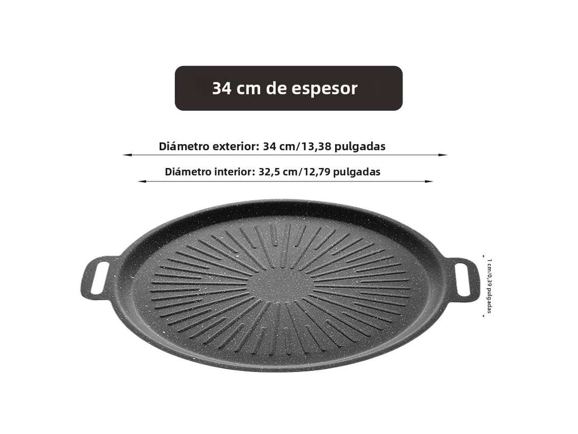 Sartén redonda antideslizante de 34 cm para barbacoa MDUG