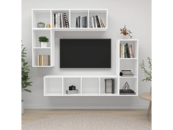 Conjunto Mueble Tv 4 Piezas Madera Procesada Blanco-Derivados