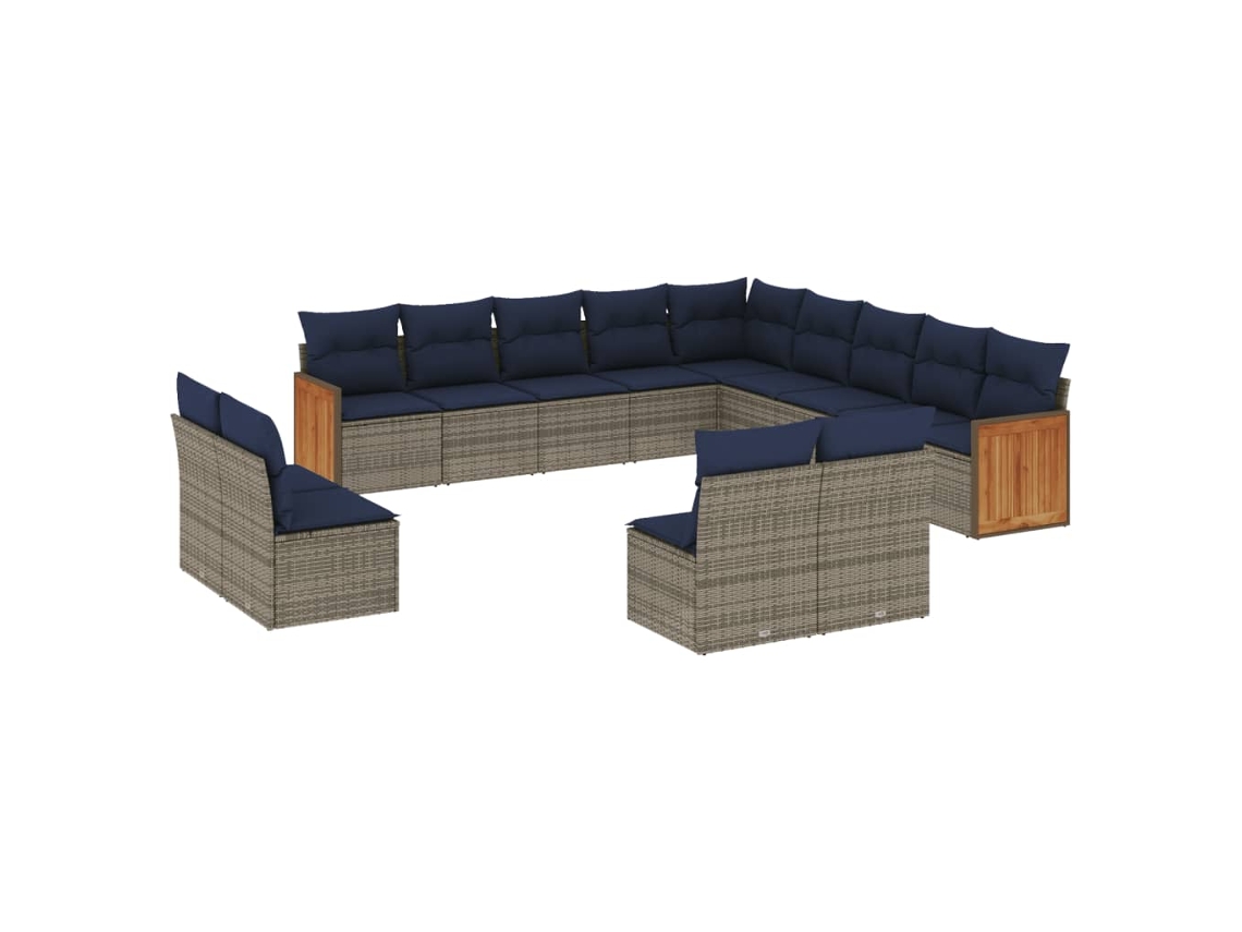 Maison Exclusive - Conjunto De Sofá De Jardín De 13 Piezas Con Cojines, Poliratán Gris