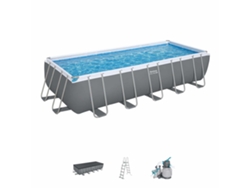 Piscina Desmontable Tubular Bestway Steel Pro Max Rectangular 640 X 274 X 132 Cm Con Depuradora De Arena De 6.056 L/h, Escalera Y Cobertor