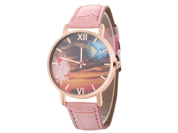 Reloj De Cuarzo Zhoulianfa Con Correa De Pu Dial Redondo Para Estudiantes Pareja Rosa