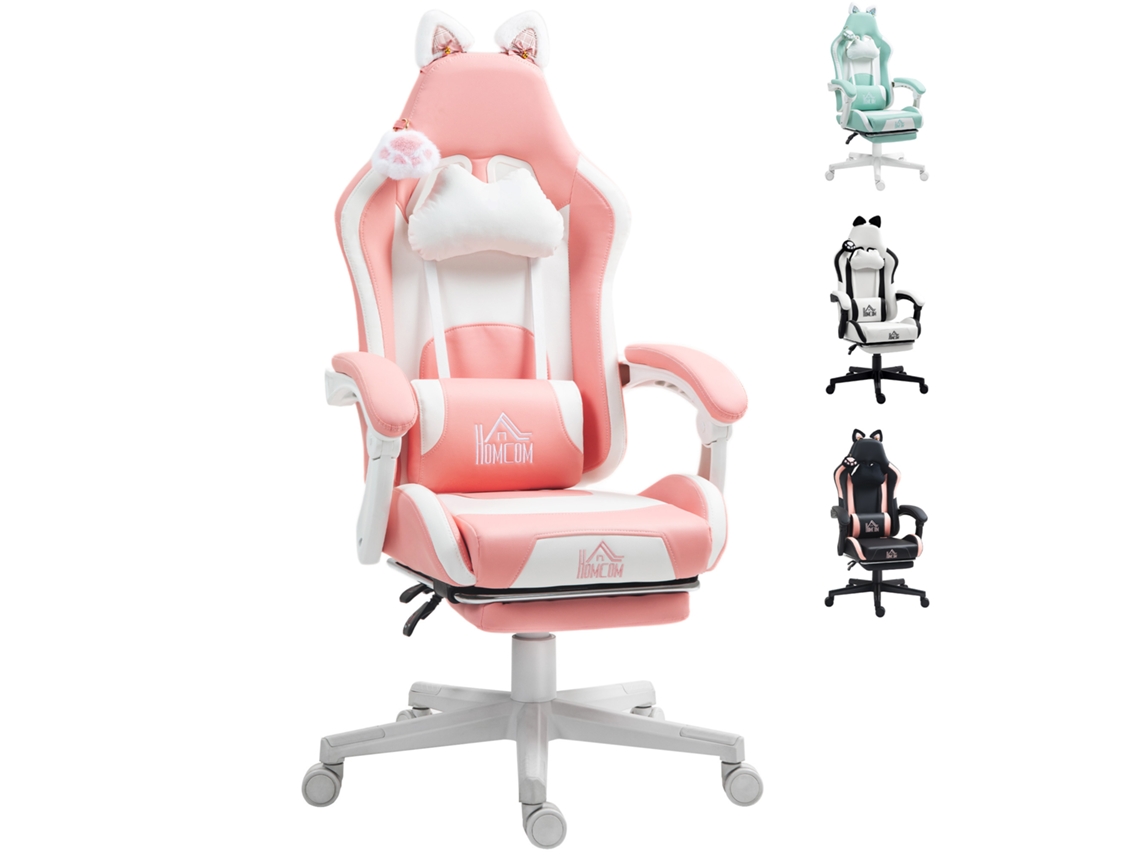 Silla Gaming Reclinable Rosa Con Reposapiés