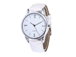 Reloj Analógico De Cuarzo Para Hombre Con Correa De Cuero, Estilo Sencillo, Blanco.