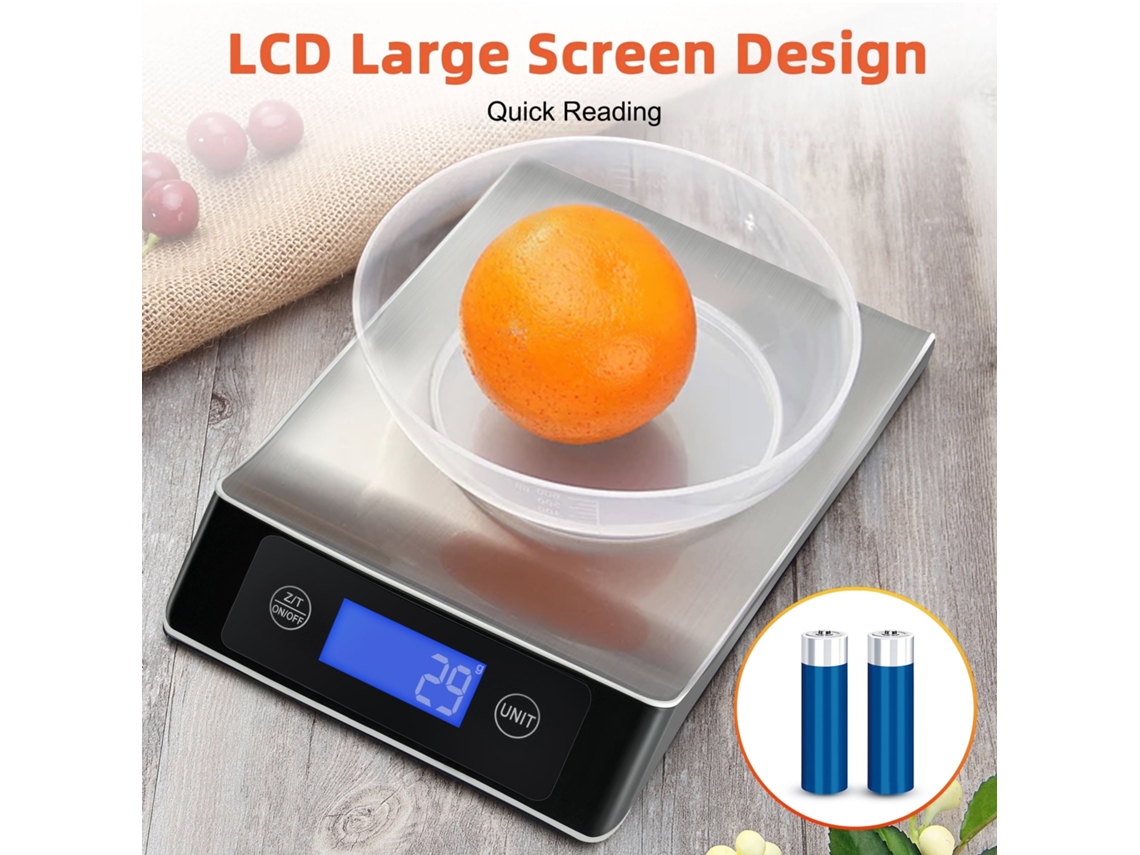 Báscula de cocina Nicecee, pantalla LCD, para bajar de peso, hornear y cocinar, acero inoxidable