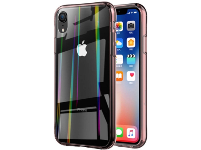 Funda iPhone XS Max WJS Clear Tempered Glass Back Edge Rosa, Amarillo, Azul