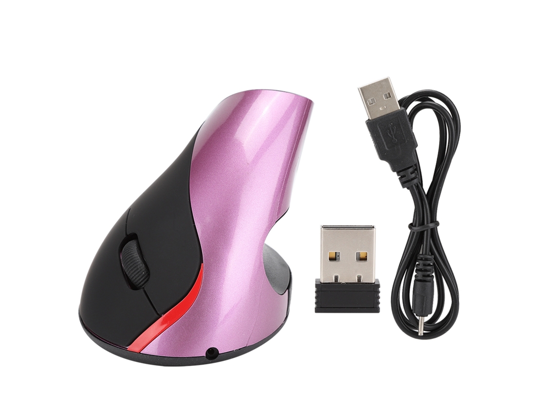 Mouse Sem Fio Vertical Ergonômico 1200dpi Superfície De Tinta Uv De Alto Brilho Roxo
