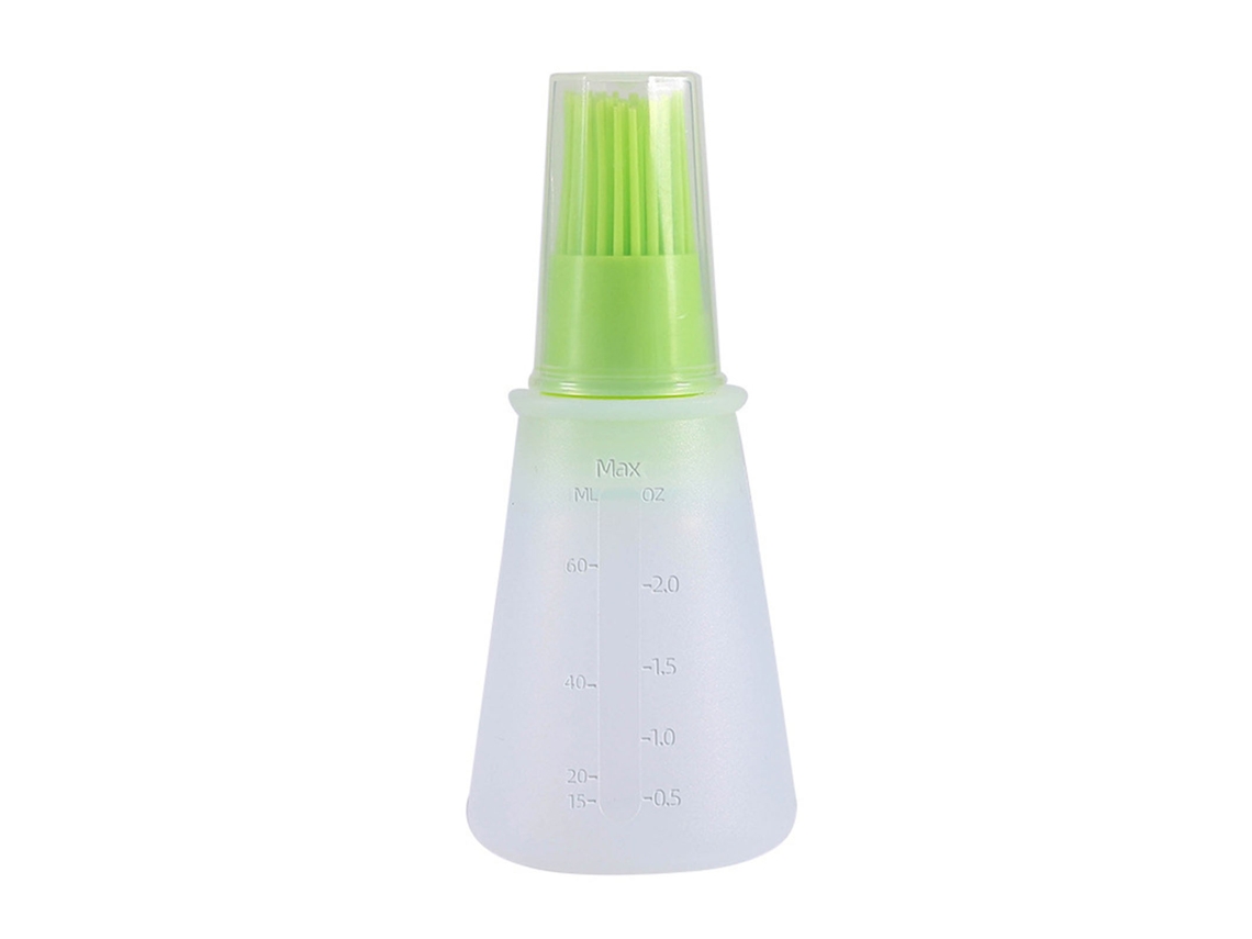 Brocha De Silicona Para Aceite Con Escala Y Tapa Para Barbacoa Y Accesorios De Cocina - Verde