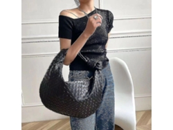 Bolso de hombro de piel de lujo 2026, moderno, de malla suave, con bolsillo interior, versátil para mujer.