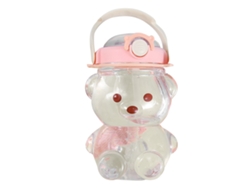 Botella De Agua Con Forma De Oso Y Correa Para El Tobillo, 1400 Ml, Rosa, Gran Capacidad Con Correa Ajustable.