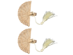 2 servilleteros de ratán con un diseño innovador, elegante y exquisito, y flecos decorativos para la decoración de la mesa.