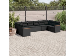 Conjunto de sofás de jardín de 10 piezas DKD Home Decor con cojines de mimbre negros