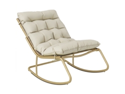 Mecedora de jardín con cojines, 125x64cm, acero, dorado. ZENCORE SERVICES