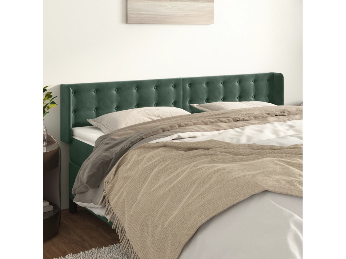 Cabecero De Terciopelo Verde Oscuro 203x16x78/88 Cm