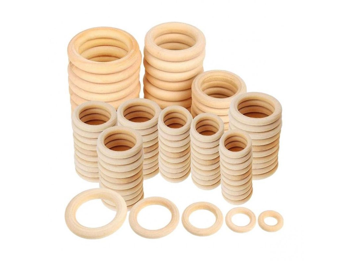 120 Anillos De Madera Natural, Inacabados Para Manualidades Diy, Circulos De Madera Macramé Color De Madera