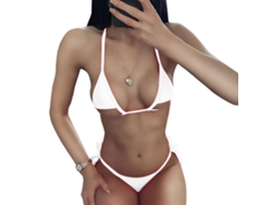 Traje de baño de dos piezas con cinturón triangular, blanco, talla S
