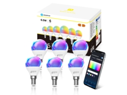 Bombilla inteligente G45 E14 6,5 W RGB 2700 K 6500 K, control remoto, compatible con Alexa/Google Home Aigostar