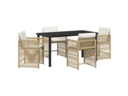 Juego de comedor de jardín Vidaxl de 5 piezas en mimbre beige