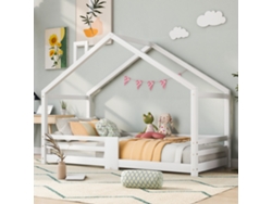 Cama Infantil Con Chimenea, Protección Anticaídas, Somier De Láminas Resistente, Cama-casita Para Niños De 90 X 200 Cm Sin Colchón