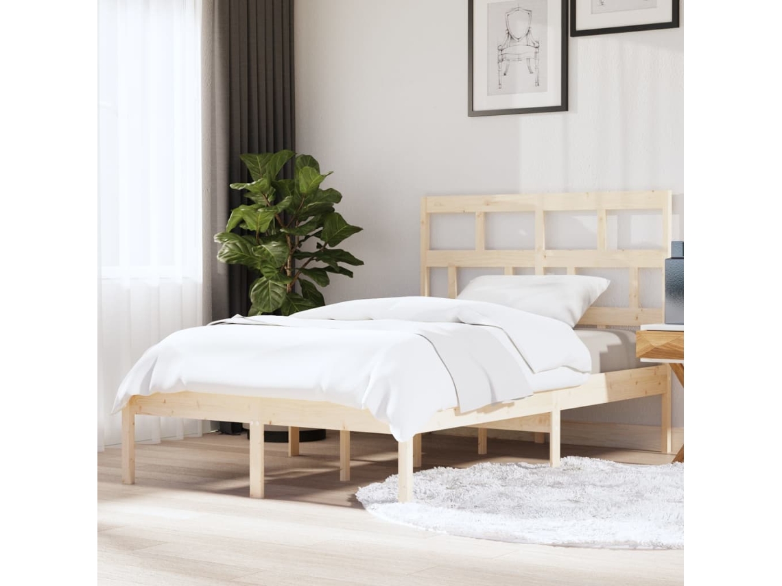 Estructura De Cama De Madera Maciza De Pino 140x200 Cm