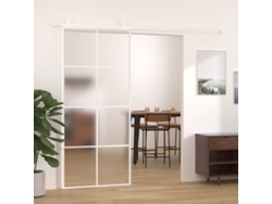 Puerta corredera ESG de vidrio esmerilado y aluminio 90x205 cm blanca LOVELY HOME