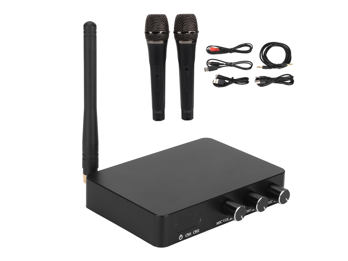 Sistema De Microfone Sem Fio K2 Profissional Fm Vhf Dinâmico Para Karaokê Em Casa Reunião Festa Dj Casamento