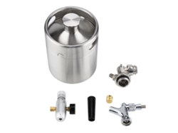 Tanque de cerveza artesanal de acero inoxidable de 2 l con grifo, presurizado, color plateado