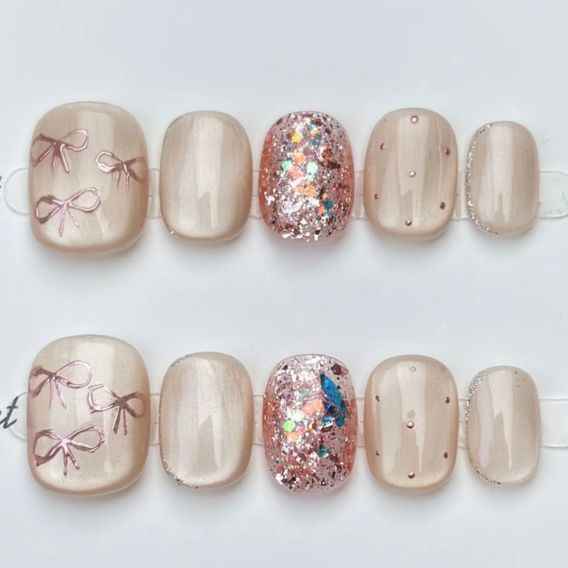 (b50-m) 10 Pegatinas De Uñas Postizas Hechas A Mano, Tipo De Presión.