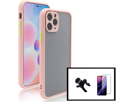 Kit Carcasa + Protector de Pantalla GorilasGlass + Soporte Magnético con Pernas iPhone SE 2022 G4M Rosa