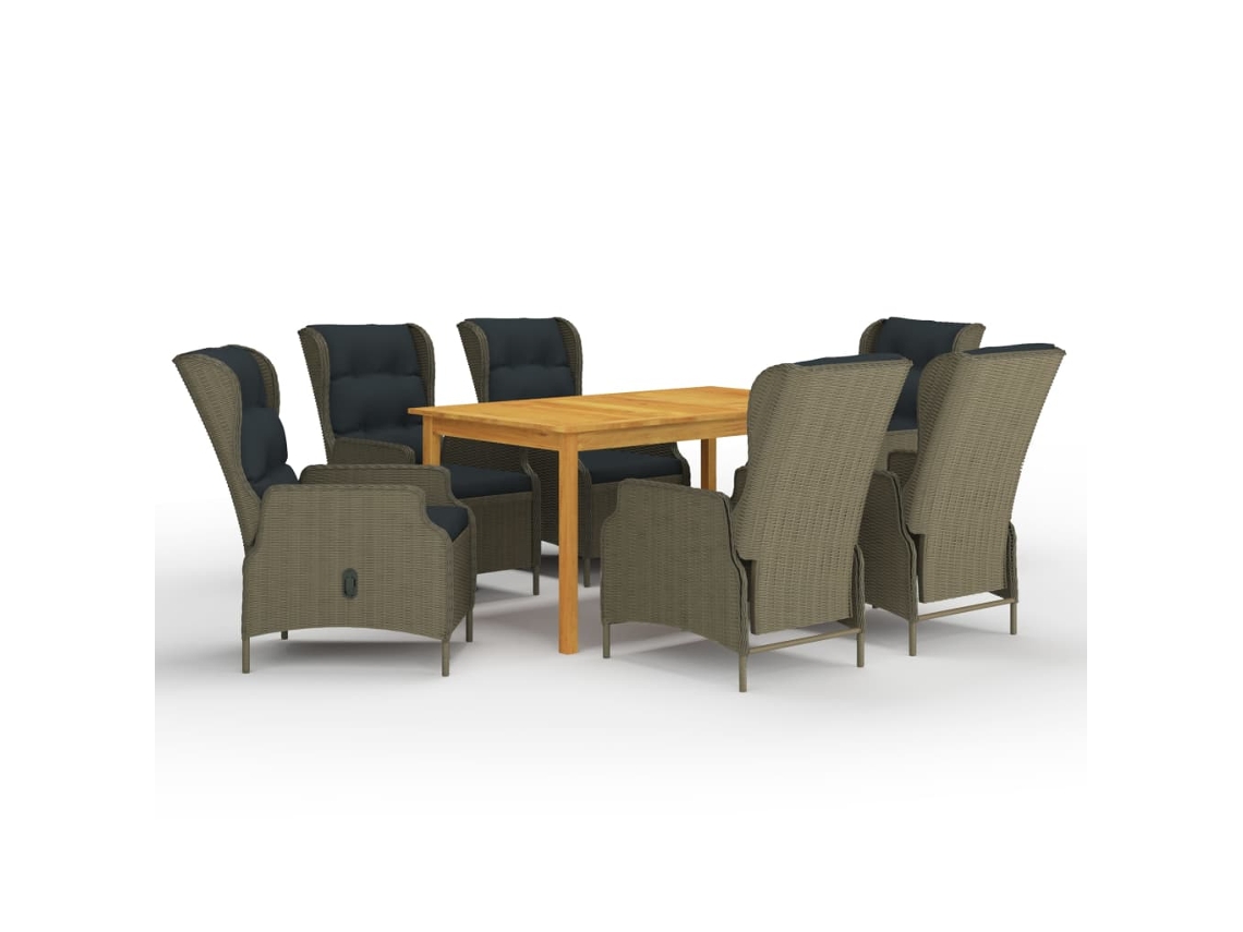 Juego de comedor de jardín marrón de 7 piezas DKD Home Decor