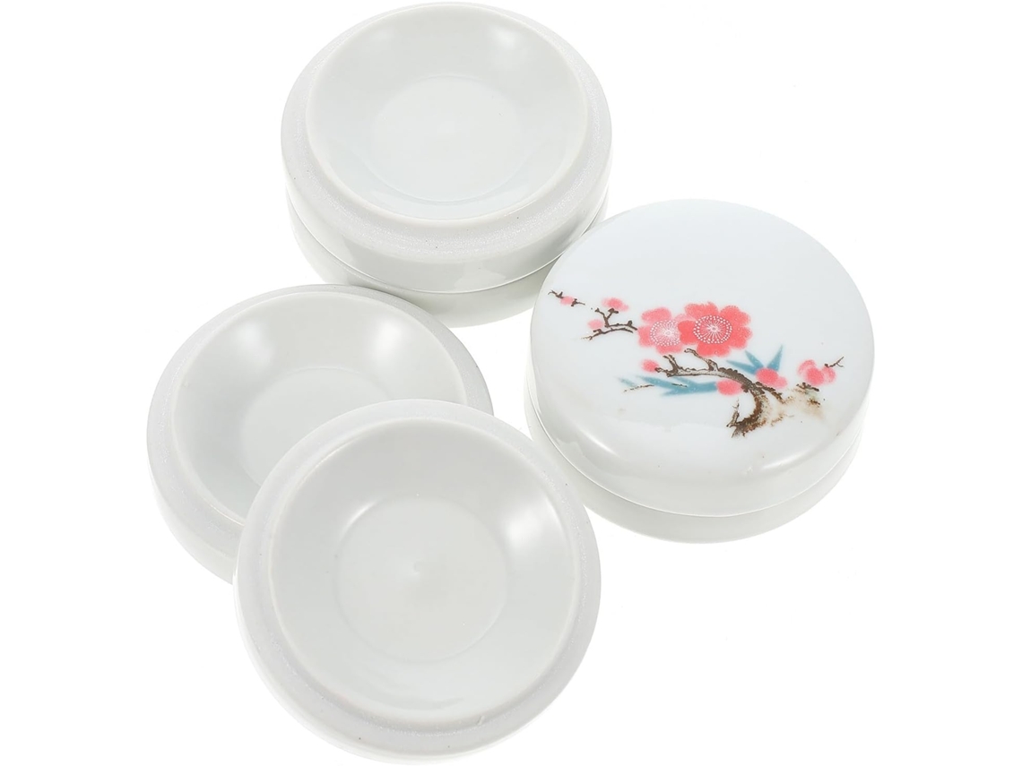 Bandeja De Cerámica Blanca Para Mezclar Pinturas, Ideal Para Pintar Y Practicar Caligrafía, Con Tapa.