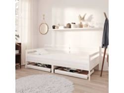 Sofá Cama Con Cajones Madera De Pino Maciza Blanco 90x200 Cm
